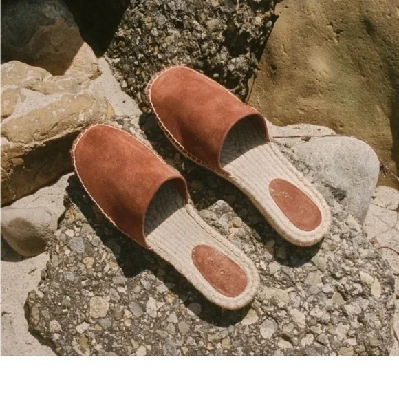 Doen Brown Suede Leather Isola Mule Slip On Flats Size eur 38 usa 7.5 - Picture 1 of 4